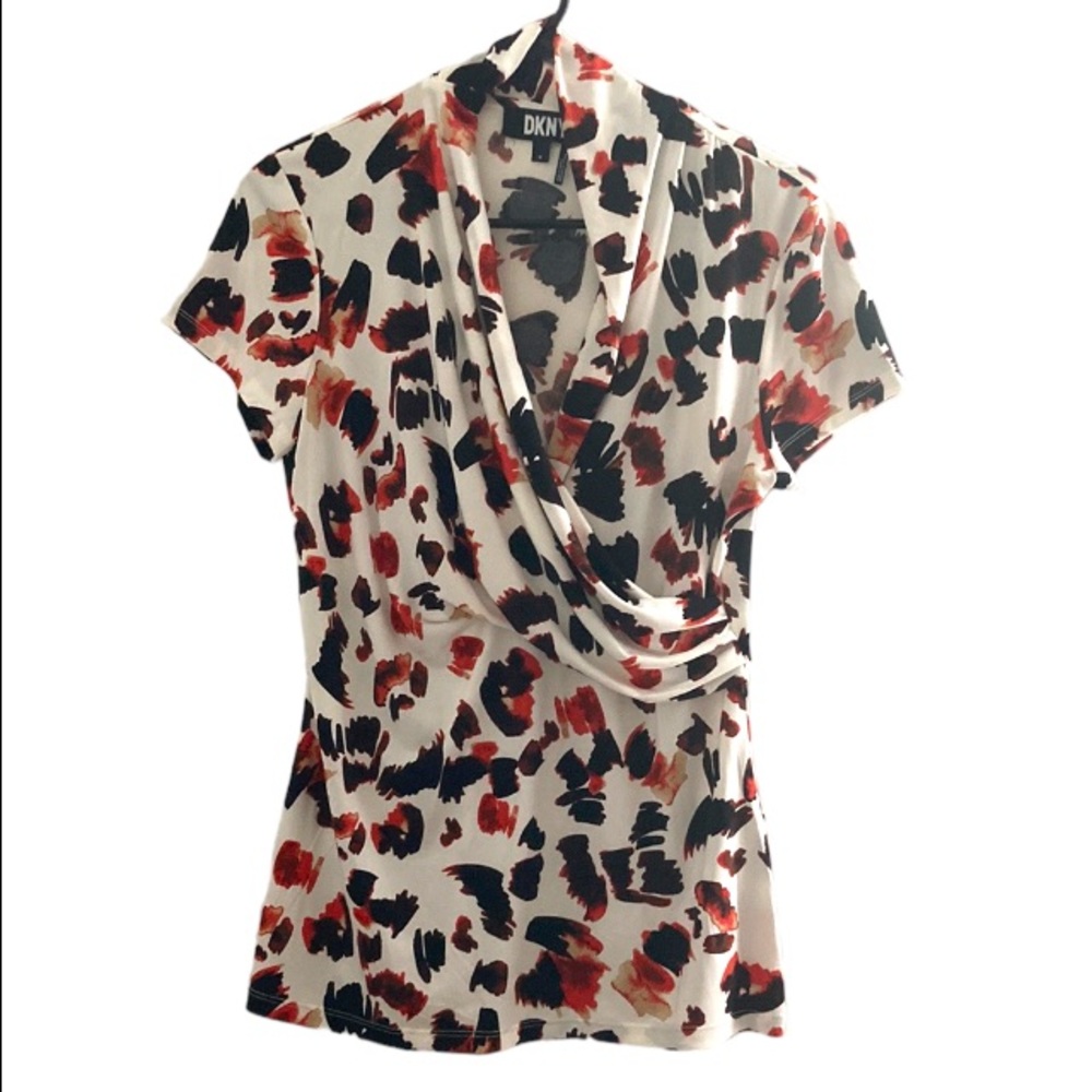 DKNY Abstract Print Blouse Top Sz Medium